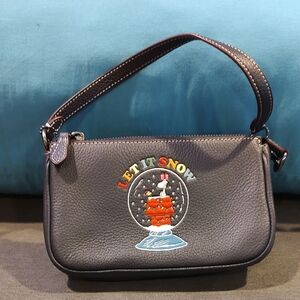 Let It Snow Embroidered Black Handbag